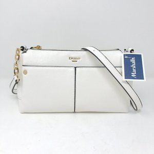DUNE LONDON White Faux Leather Gold Crossbody Bag